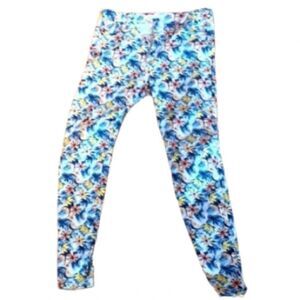 Truth and Theory stretch floral print white background jeans jeggings six